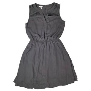 Maurices Sleeveless Lattice Shoulder V Neck Dress Gray‎ Lined